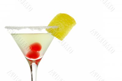 Cocktail with cherries detail