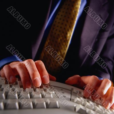 People hands on the keyboard