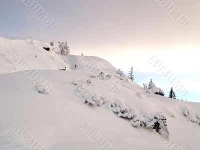 Snowy mountain top