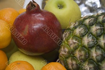 Macro close-up of tropical fruits