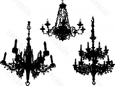 Three old chandeliers