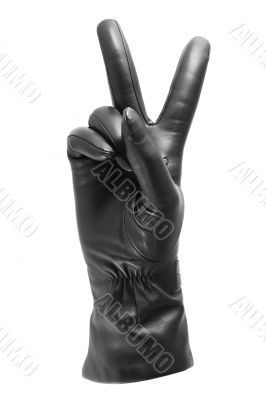 Black glove gesticulating