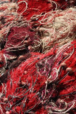 Fishing nets drying in port