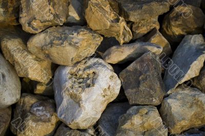 several big splitted stones with sharp edges