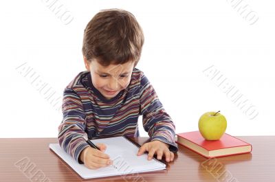 adorable boy studying