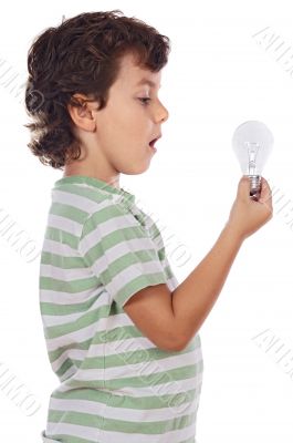 boy holding bulb