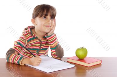 adorable girl studying