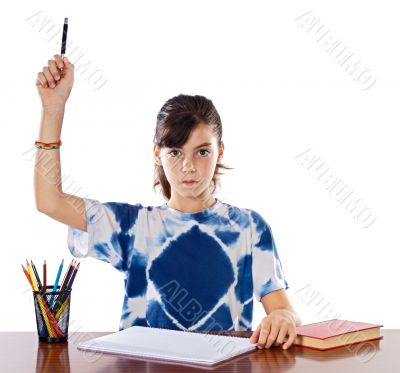 adorable girl studying