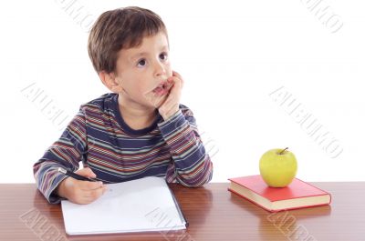 adorable boy studying
