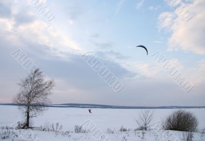 The skier with a parachute