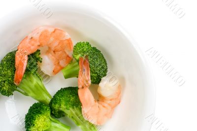 Shrimp and Broccoli In Bowl