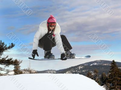 Girl snowboarding