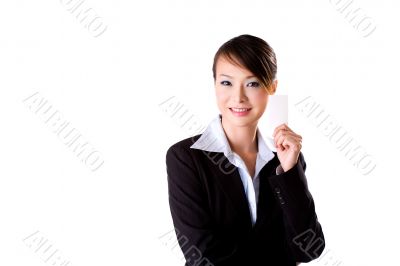 friendly smile with a card
