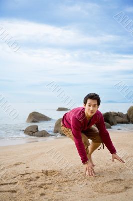 man running on the beach