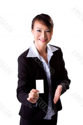 happy presenting business Card
