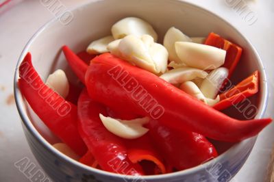 Chillis and garlic