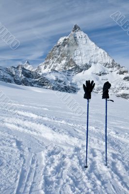Matterhorn and a Pair of ski poles