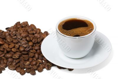 Cup of coffee on white background