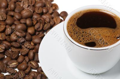 Cup of coffee on white background