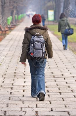 Teenage girl walking