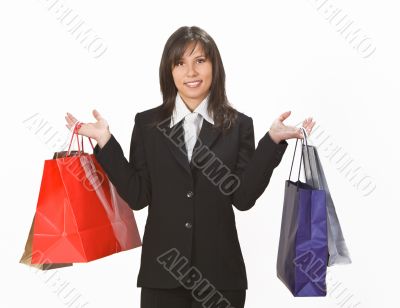 Smiling woman with shopping bags