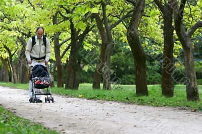 father with son in park