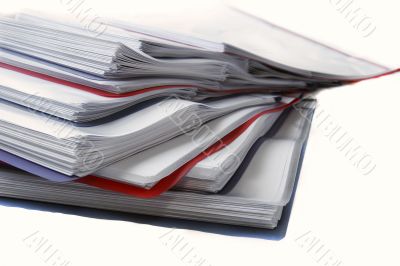 folder with documents over white