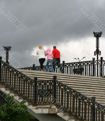 Family on the bridge.