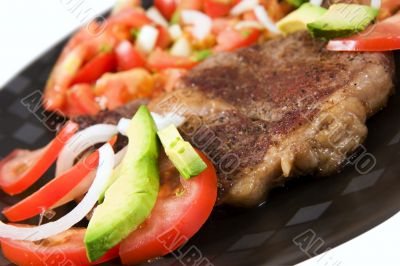 Steak and salad dinner