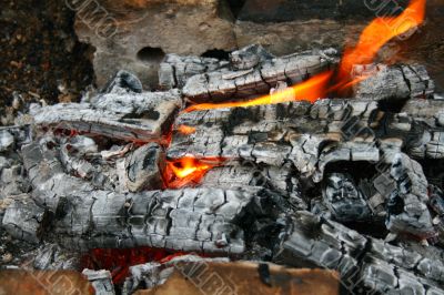 Flame on charcoal