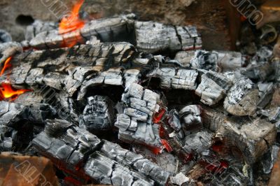 Flame on charcoal