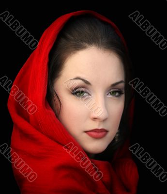 Girl in red scarf