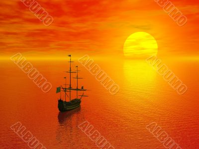 sunset and boats