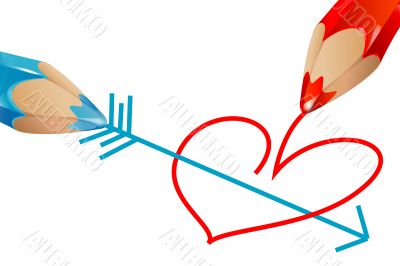 pencils drawing heart