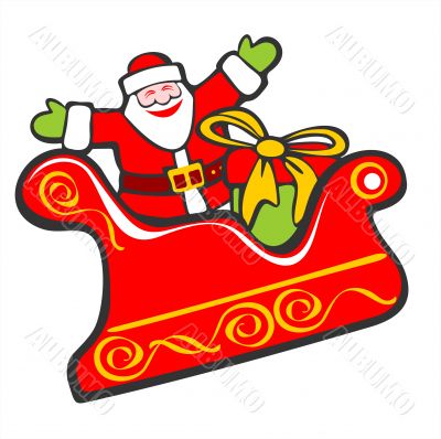happy santa and gift
