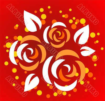 three stylized roses