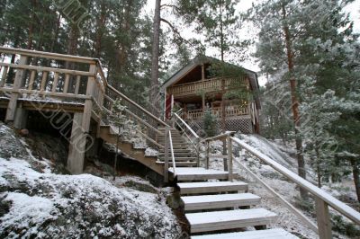 wooden cottage in the forest