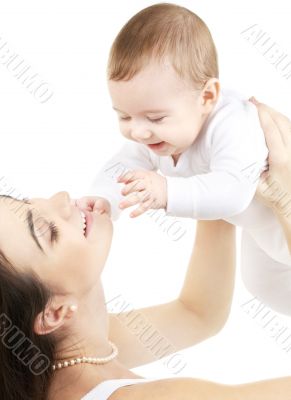 happy mother with baby boy