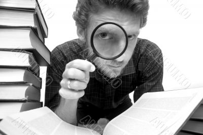 Man with magnifier