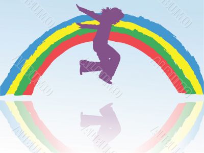 child & rainbow