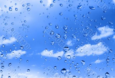 water drops against summer sky