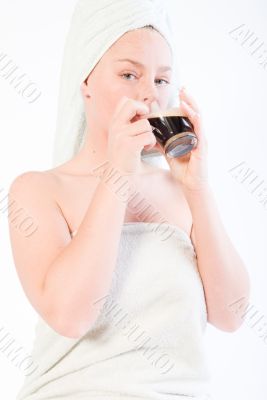 Wellness girl series coffee drinking