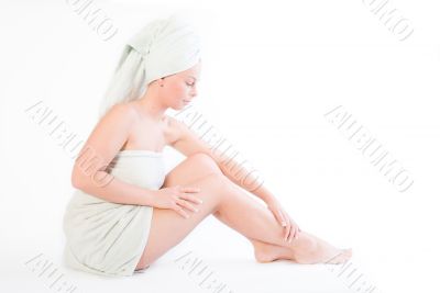 Wellness girl series sitting and grooming