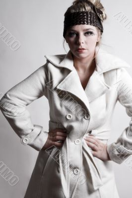 Fashion portrait of a blond girl posing