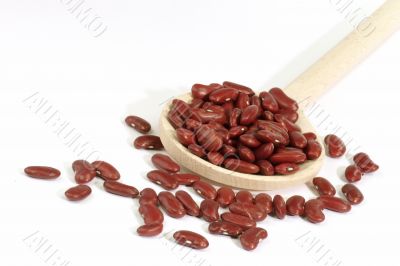 Red Kidney Beans on a cooking spoon