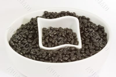 Black Beans in white bowl