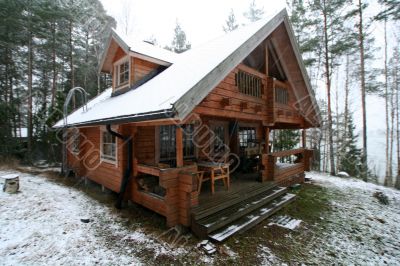 wooden cottage in the forest