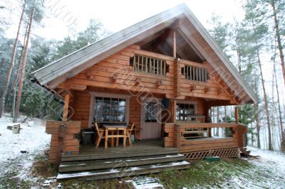 wooden cottage in the forest
