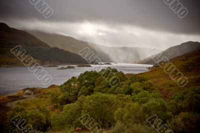 Raining on the lake
