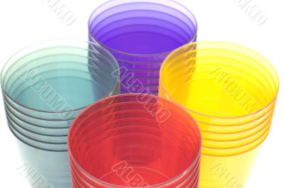 plastic cups close up